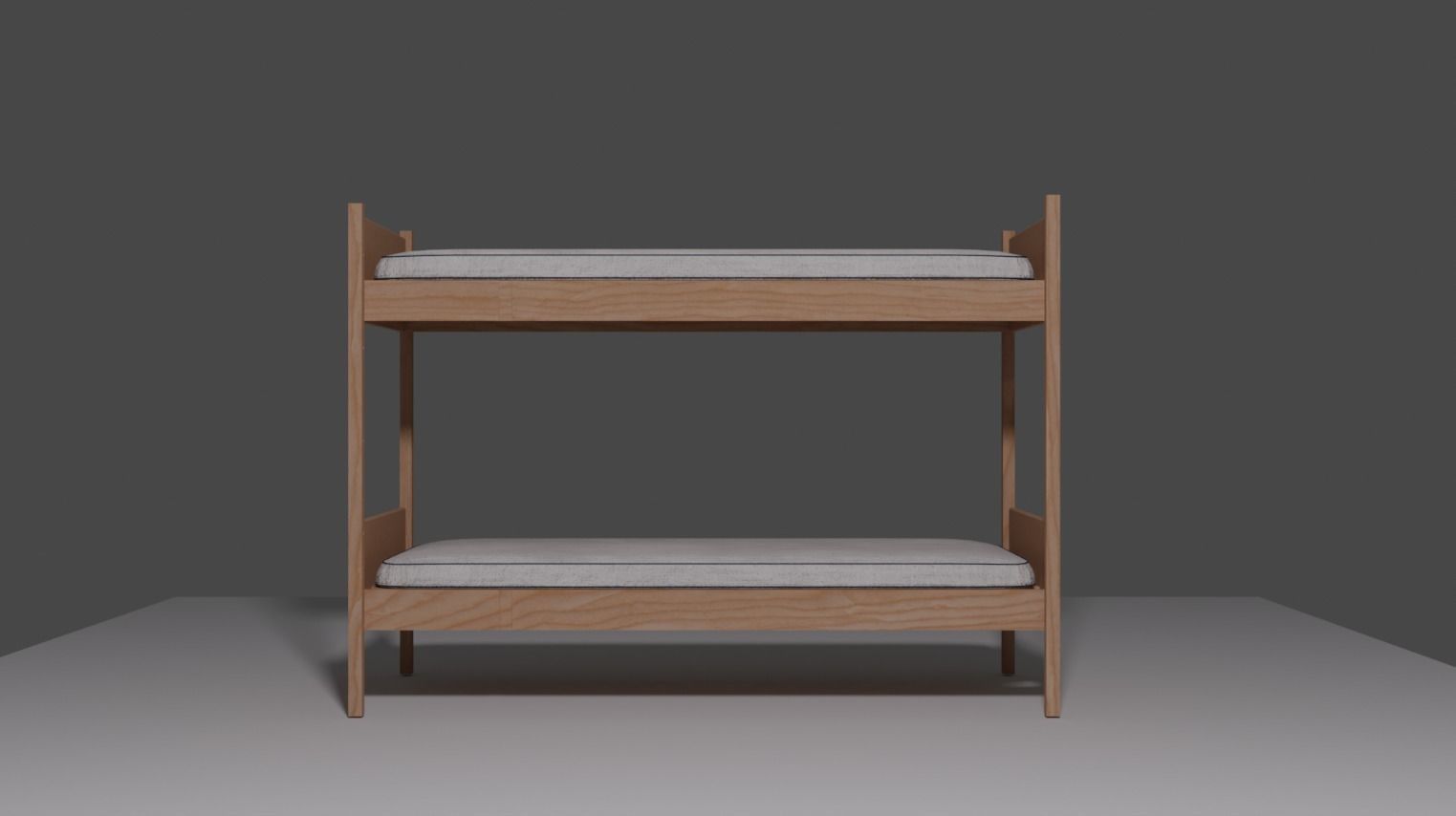 Wooden Bunk Bed Low-poly 3D model_10