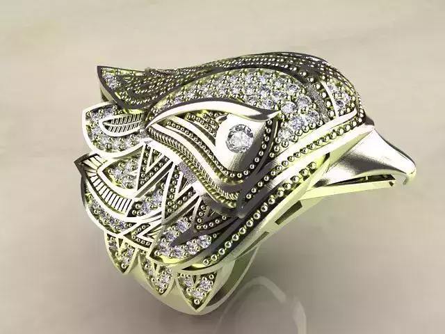 SPECTACULAR BIRD GOLD SILVER RING 3D print model
