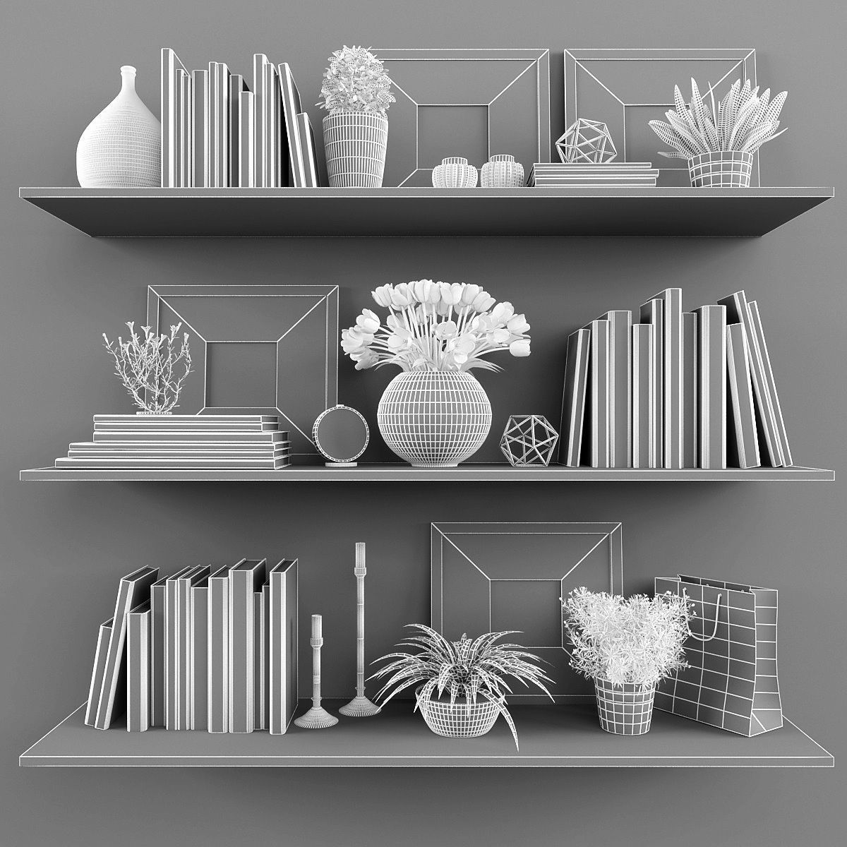 Decorative set Low-poly 3D model_2