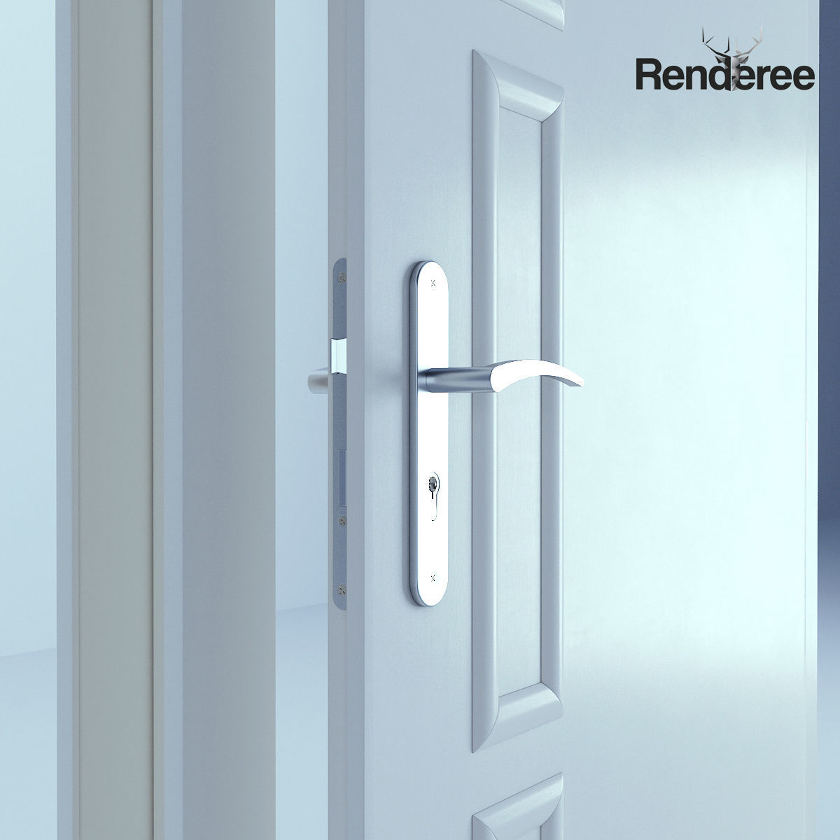 White Door 1 3D model_4