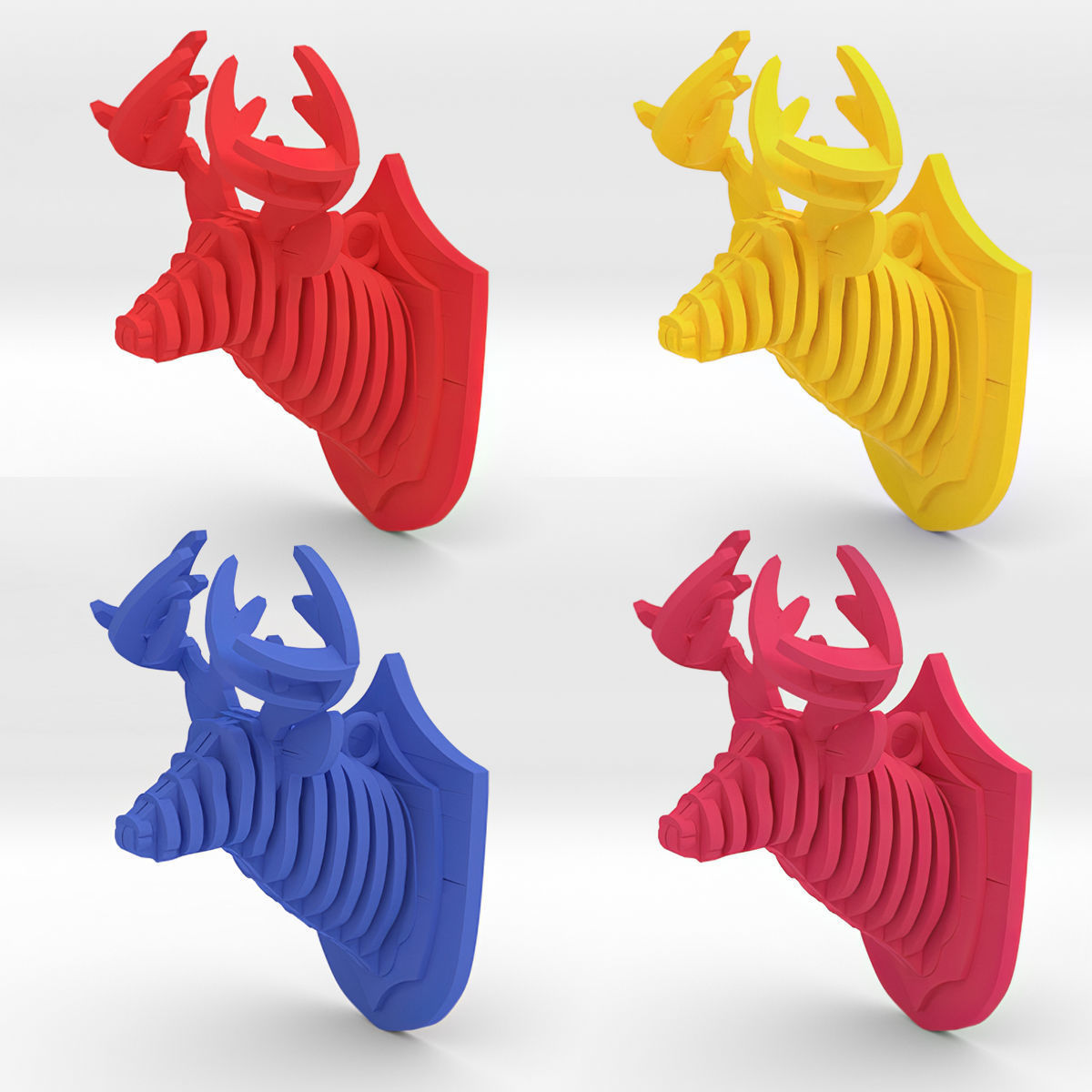  Deer Head Pendant 3D print model_22