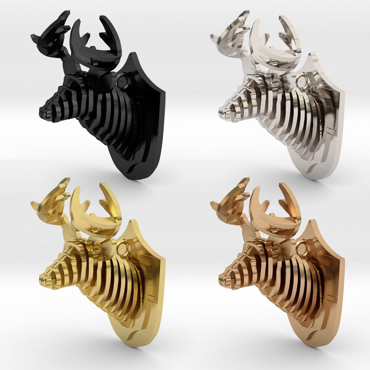  Deer Head Pendant 3D print model_3