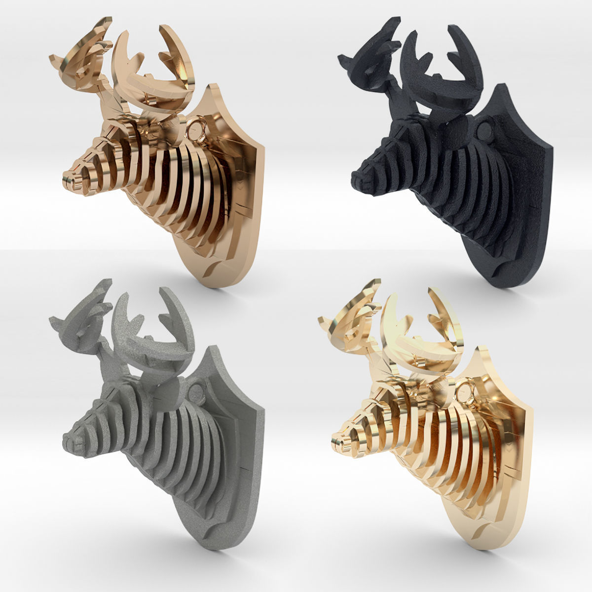  Deer Head Pendant 3D print model_17