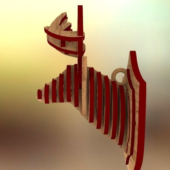  Deer Head Pendant 3D print model_63