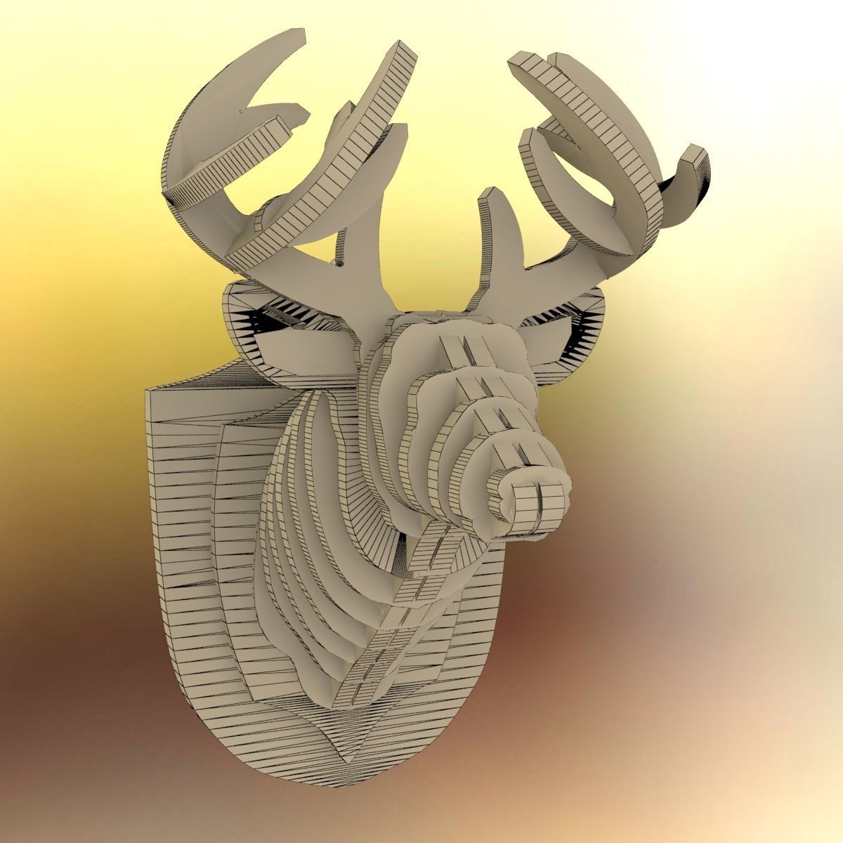  Deer Head Pendant 3D print model_16