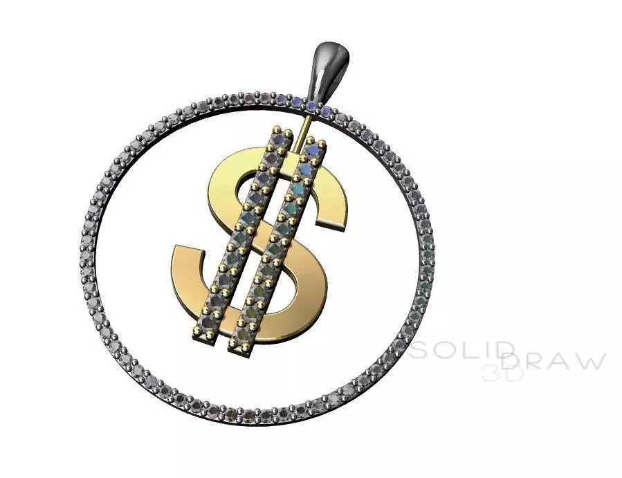 Pendant Money Dollar Sign Diamond 3D print model