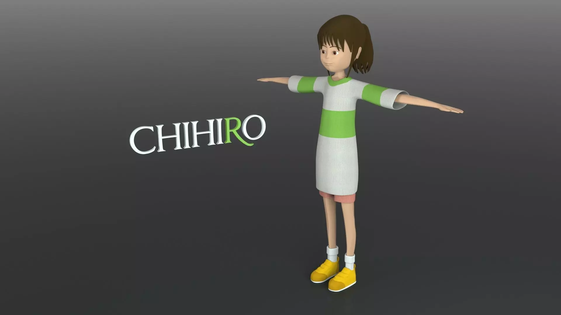 Chihiro cartoon girl Free 3D model