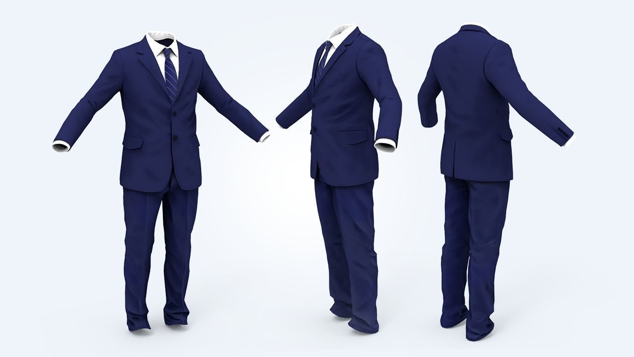 Business Suit Man Low-poly 3D model_56
