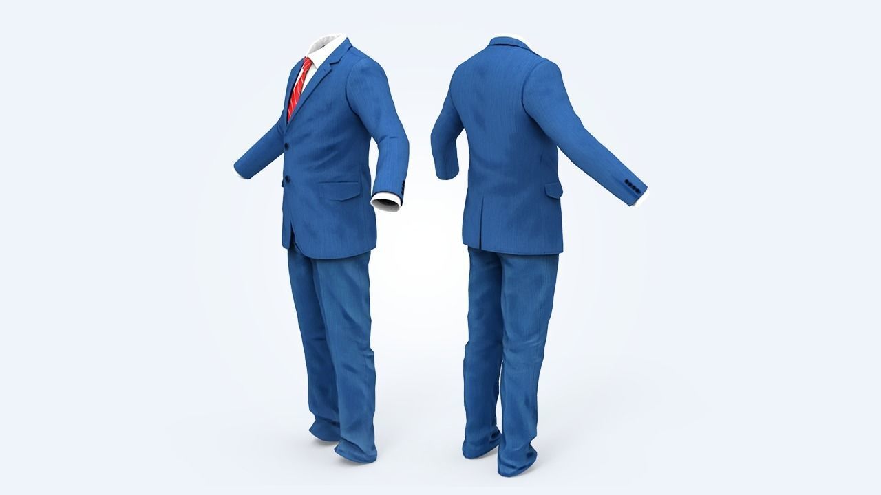 Business Suit Man Low-poly 3D model_5