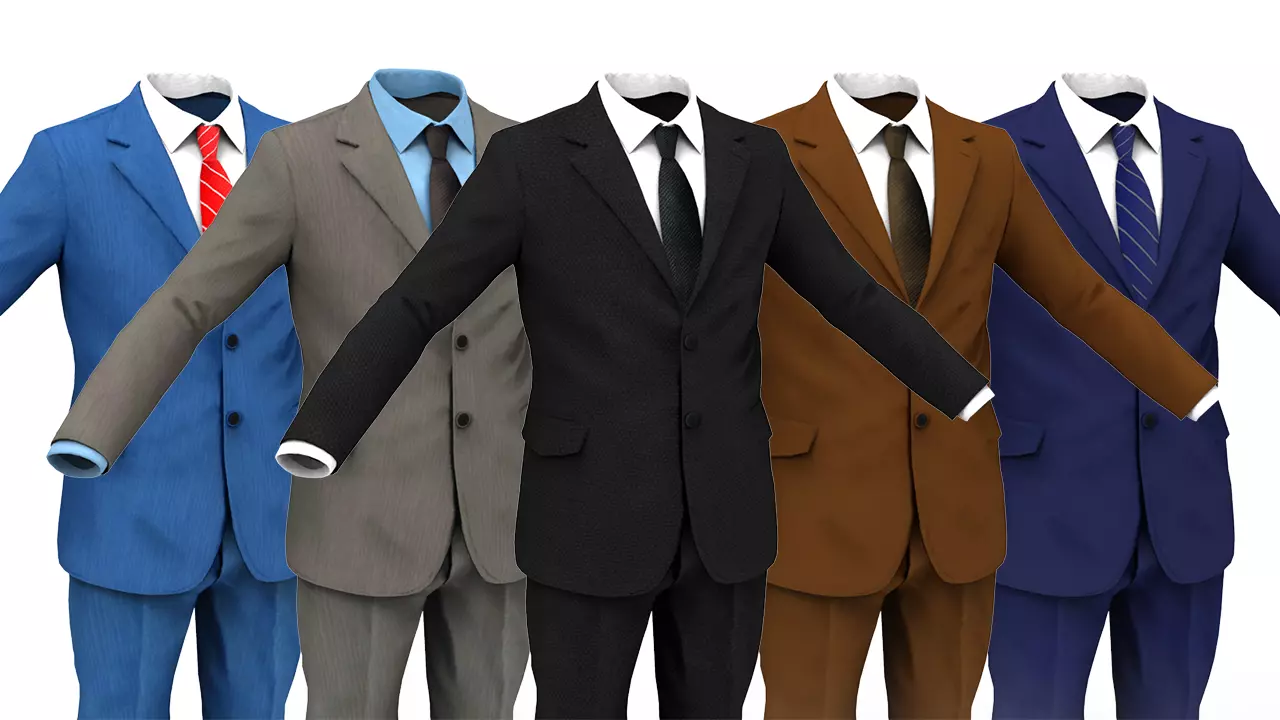 Business Suit Man Low-poly 3D model_0