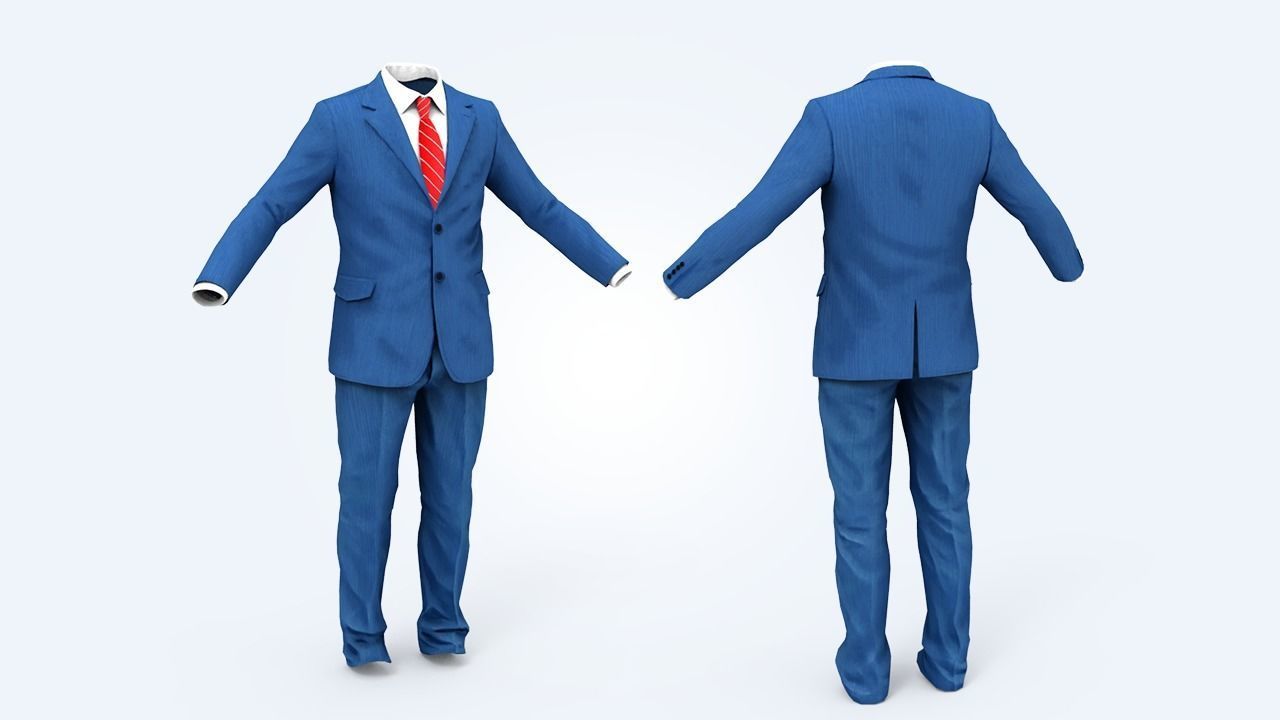 Business Suit Man Low-poly 3D model_1