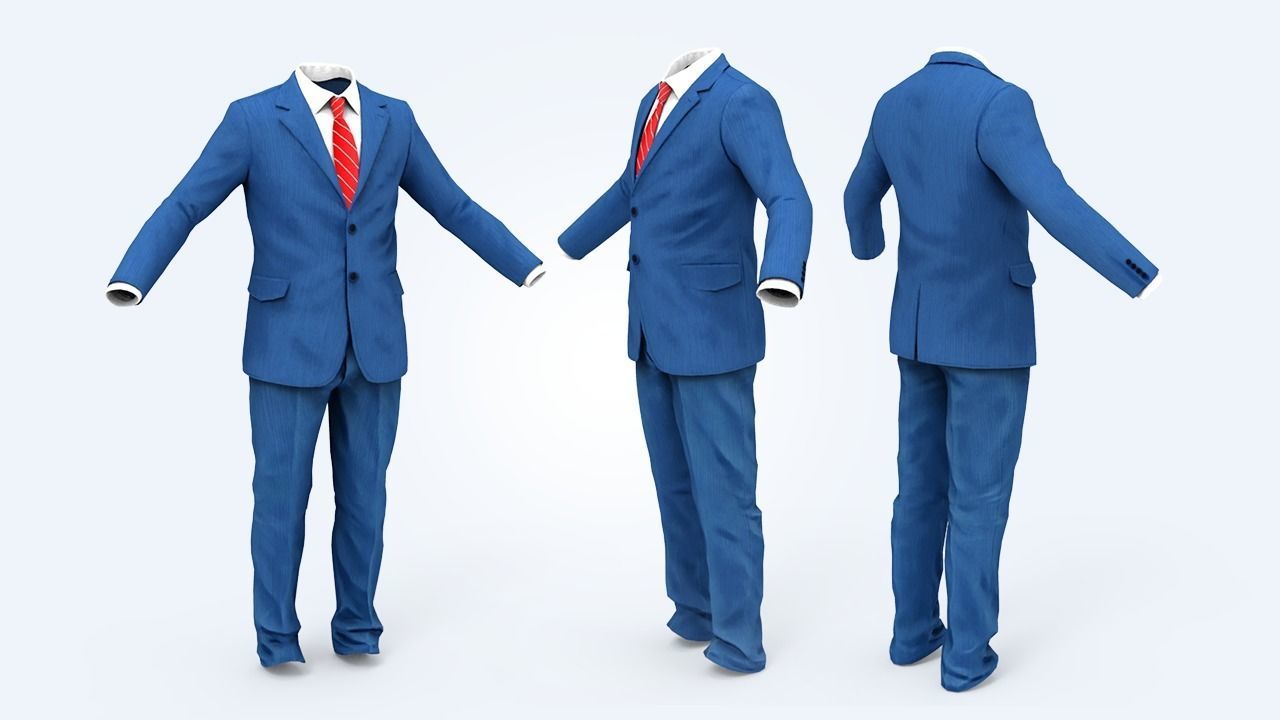 Business Suit Man Low-poly 3D model_7