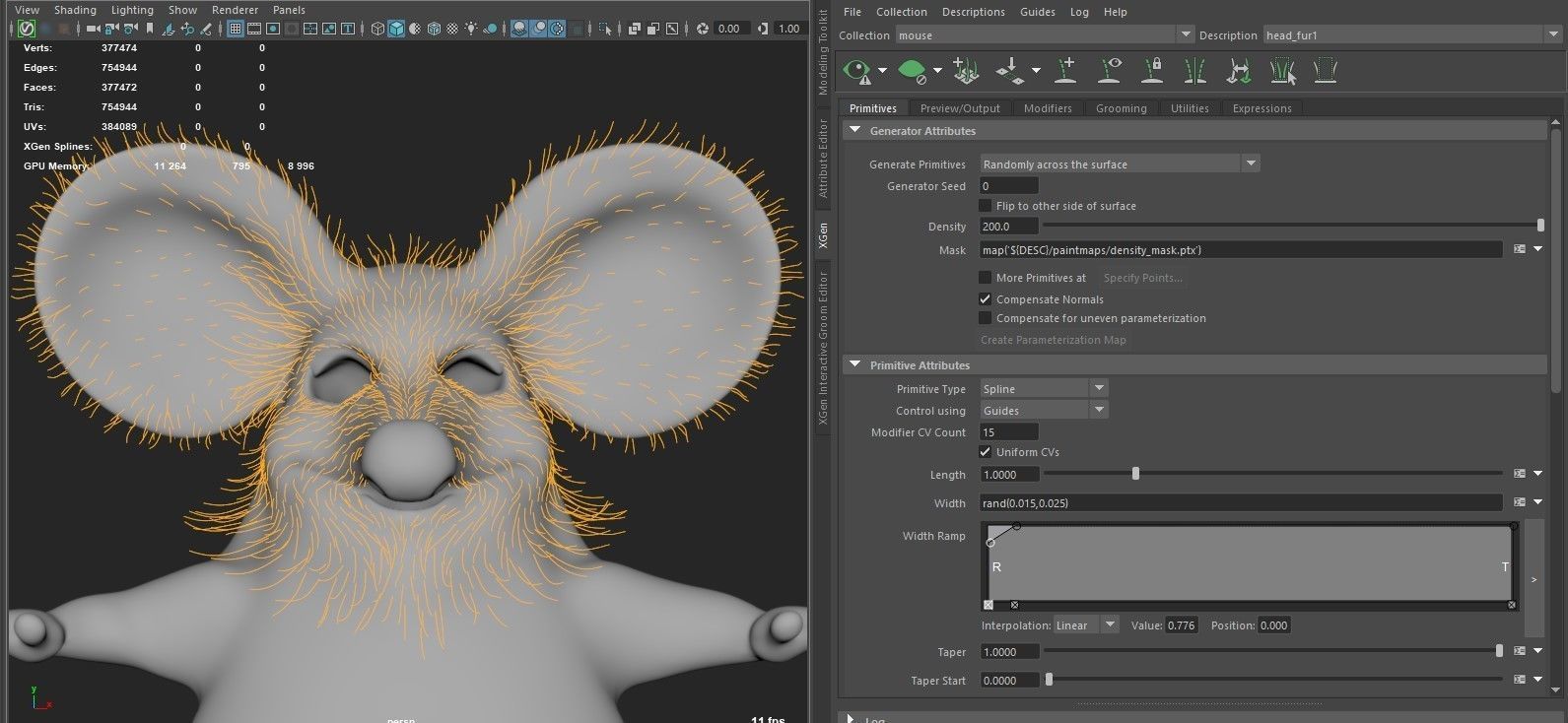 Xgen cartoon rat character project with all files redshift 3D model_5