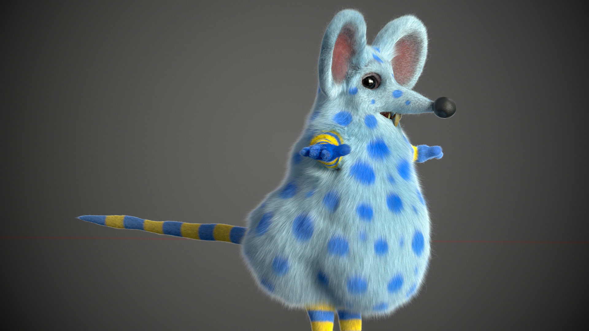 Xgen cartoon rat character project with all files redshift 3D model_20