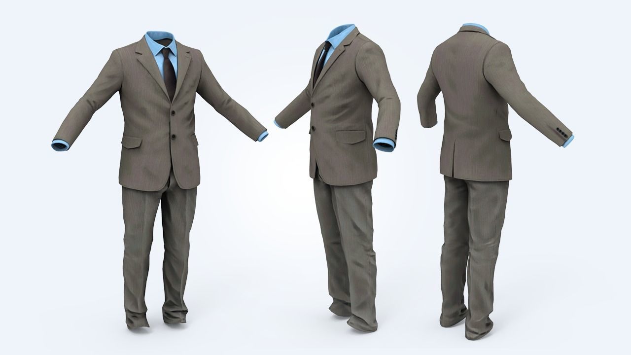Business Suit Man Low-poly 3D model_6