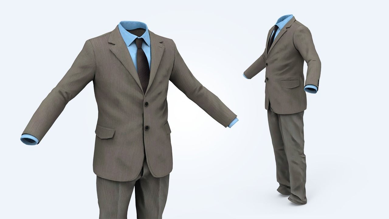 Business Suit Man Low-poly 3D model_2