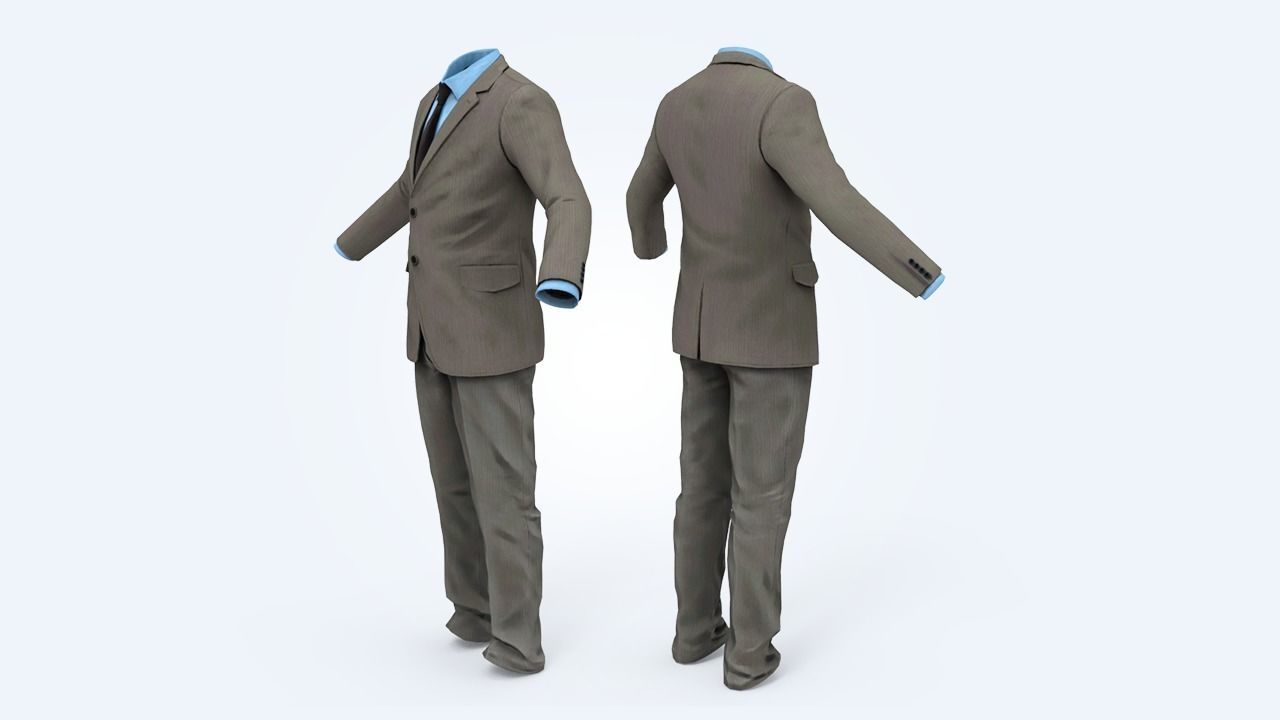 Business Suit Man Low-poly 3D model_5