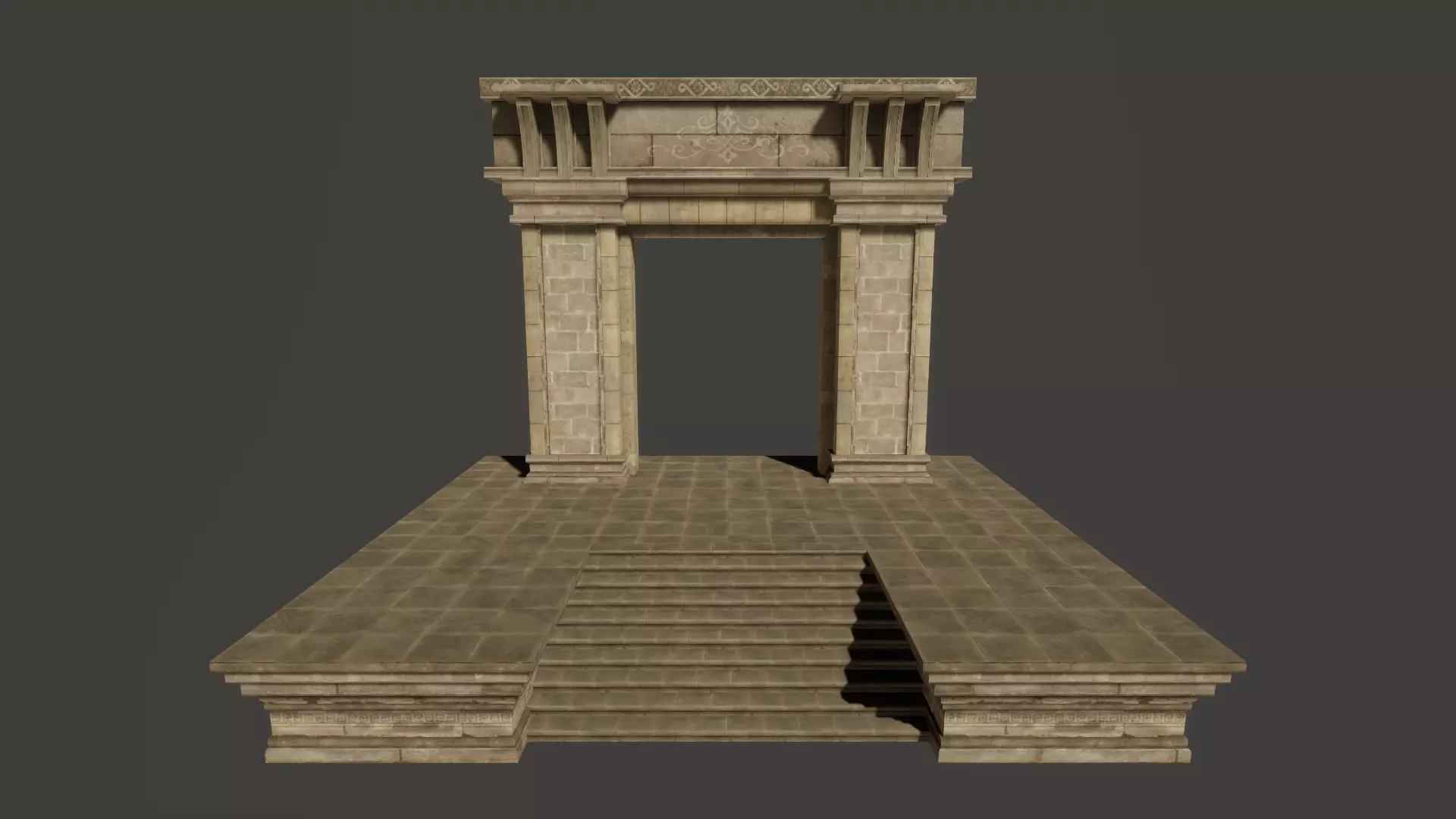 Fantasy Stone Portal - Game Props Low-poly 3D model_0