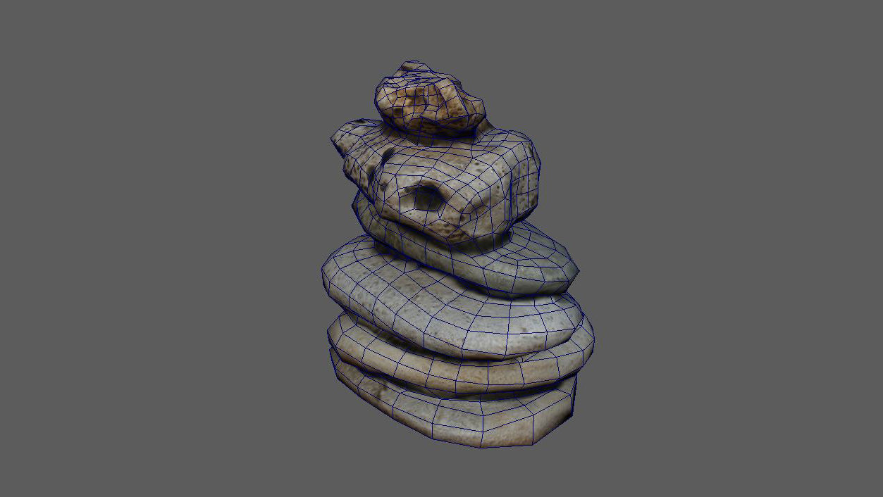 Zen Stones Low Poly Model Free low-poly 3D model_7