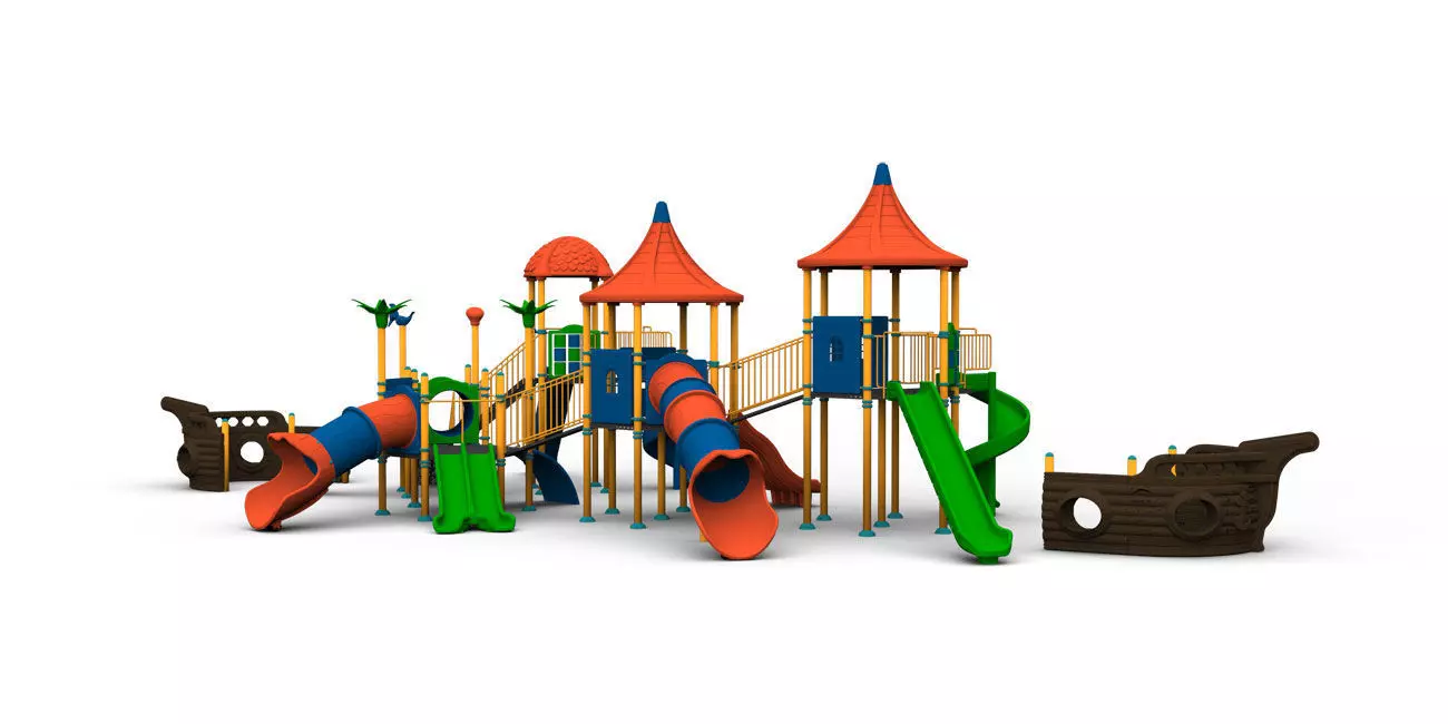 High detailed 3D Ship Themed model playGround kindergarten set 3D model_0