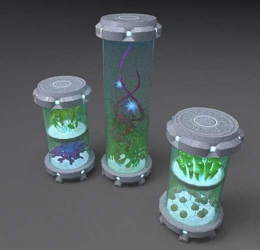 Greenhouses three glass containers Low-poly 3D model