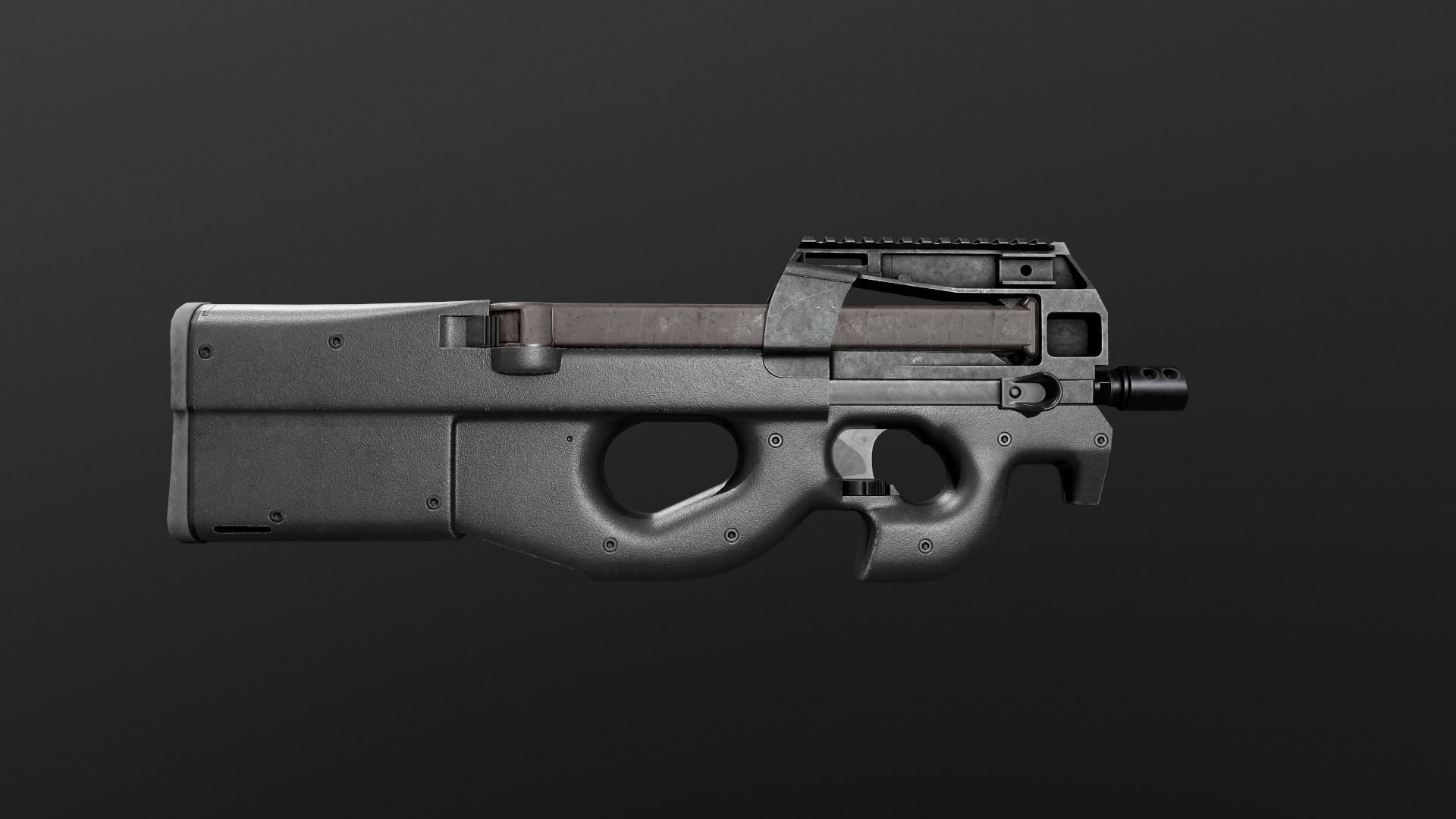 FN P90 Sub Machine Gun Low-poly 3D model_6