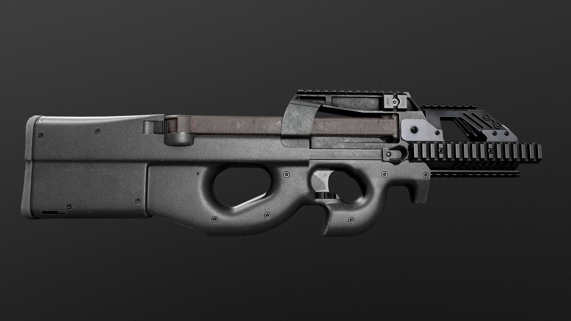 FN P90 Sub Machine Gun Low-poly 3D model_13