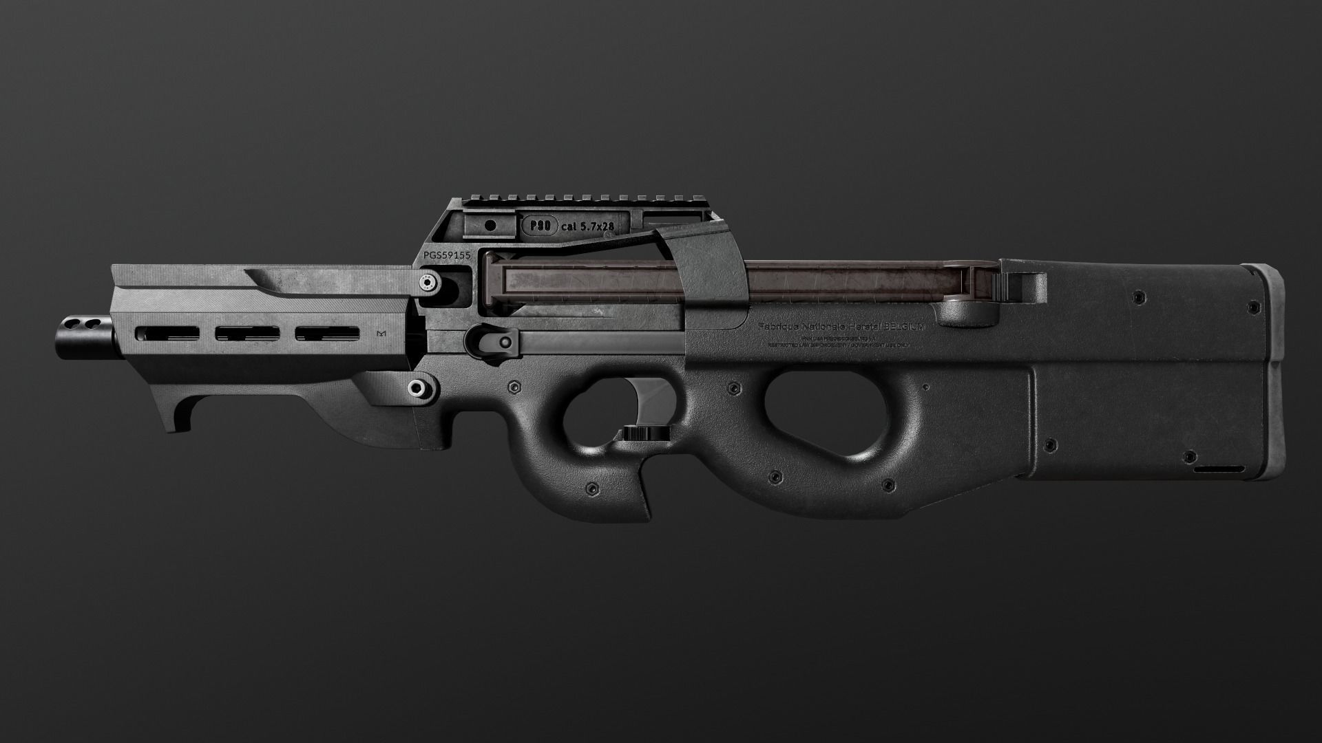FN P90 Sub Machine Gun Low-poly 3D model_24