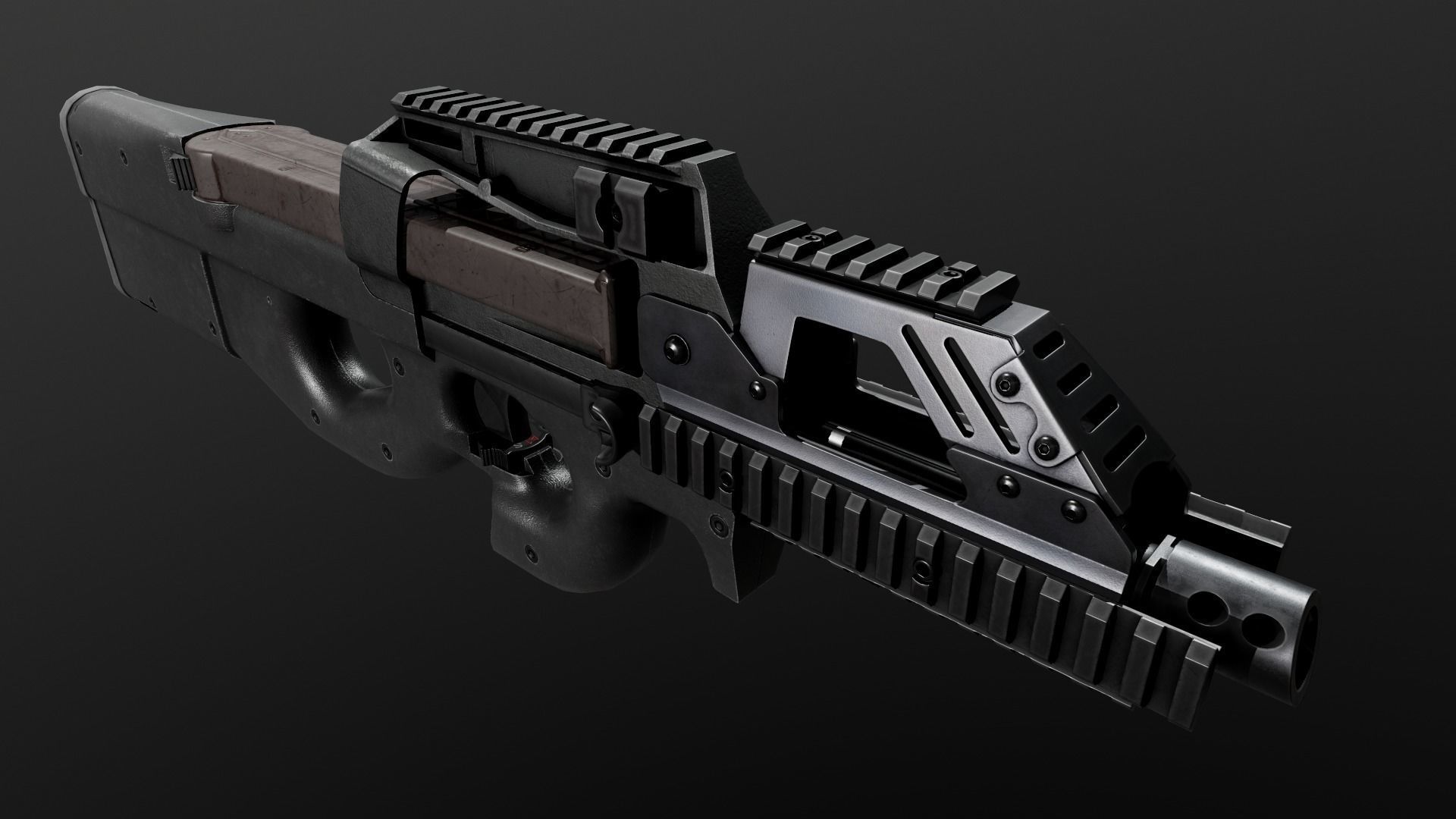 FN P90 Sub Machine Gun Low-poly 3D model_14
