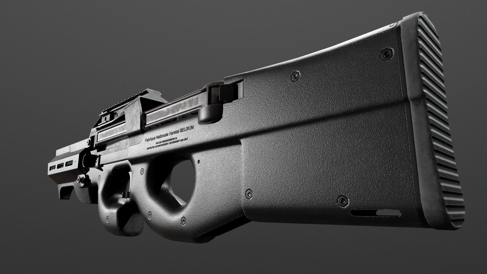 FN P90 Sub Machine Gun Low-poly 3D model_25