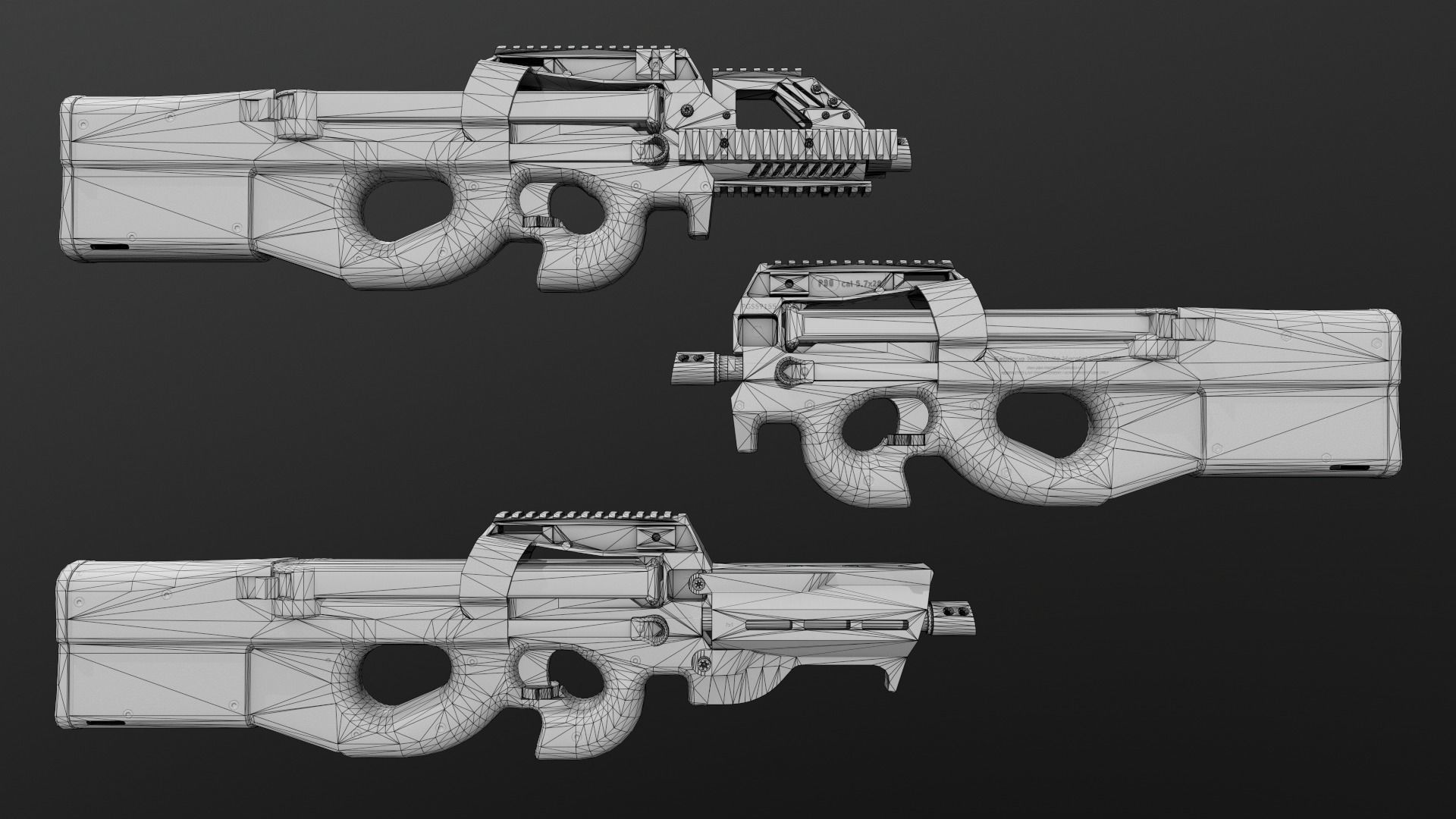 FN P90 Sub Machine Gun Low-poly 3D model_5