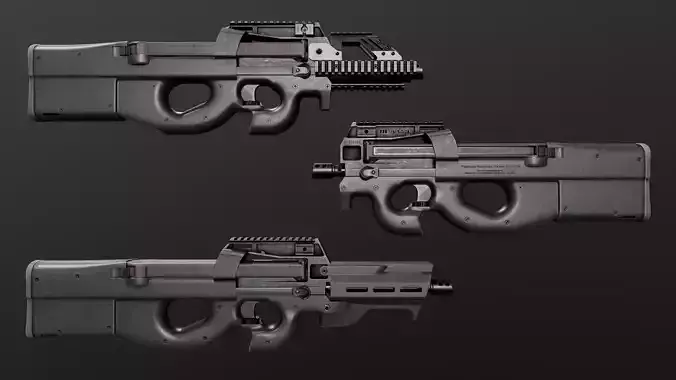 FN P90 Sub Machine Gun Low-poly 3D model FN P90 Sub Machine Gun Low-poly 3D model