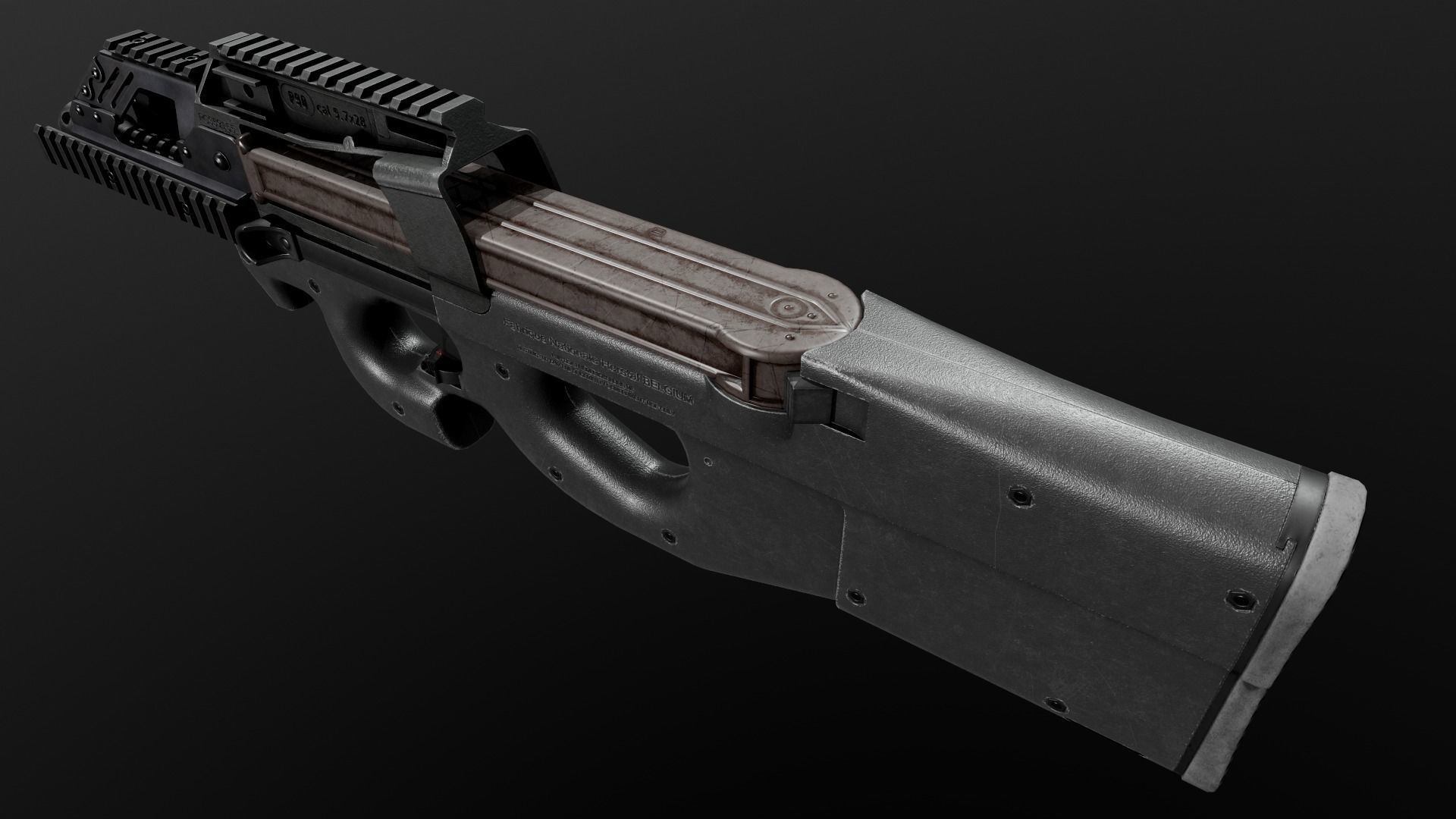 FN P90 Sub Machine Gun Low-poly 3D model_18
