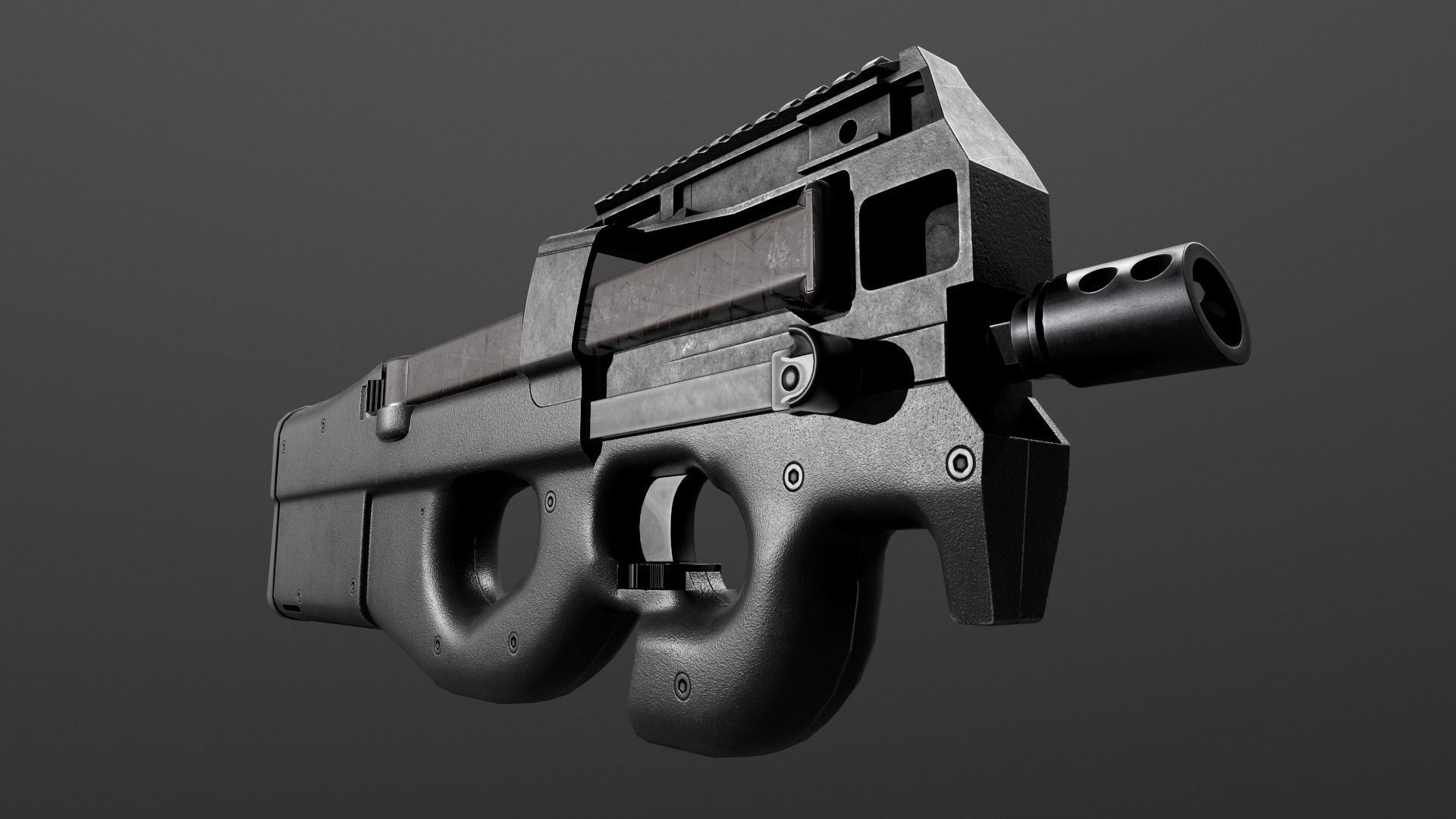 FN P90 Sub Machine Gun Low-poly 3D model_7