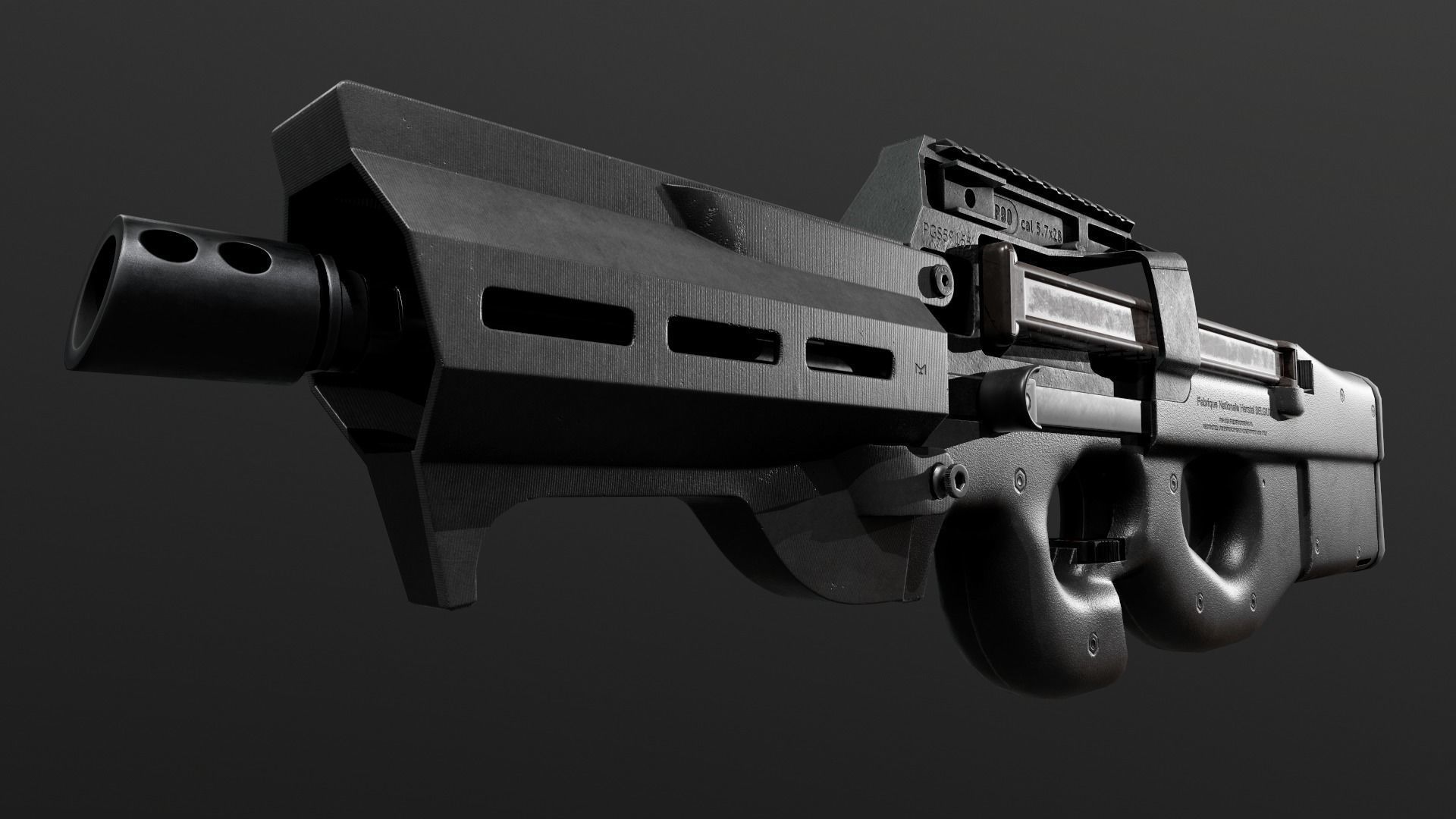 FN P90 Sub Machine Gun Low-poly 3D model_23