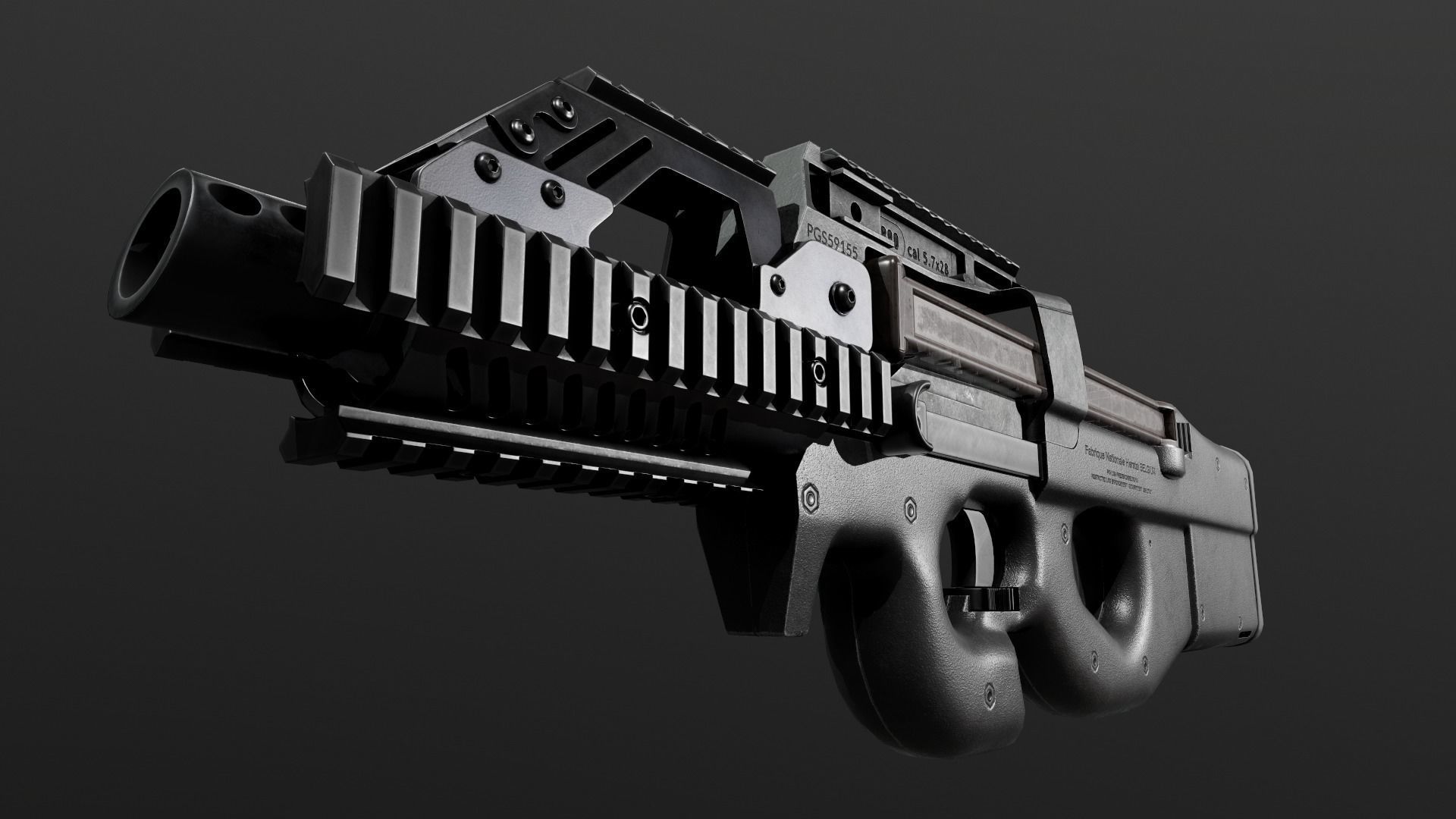 FN P90 Sub Machine Gun Low-poly 3D model_16