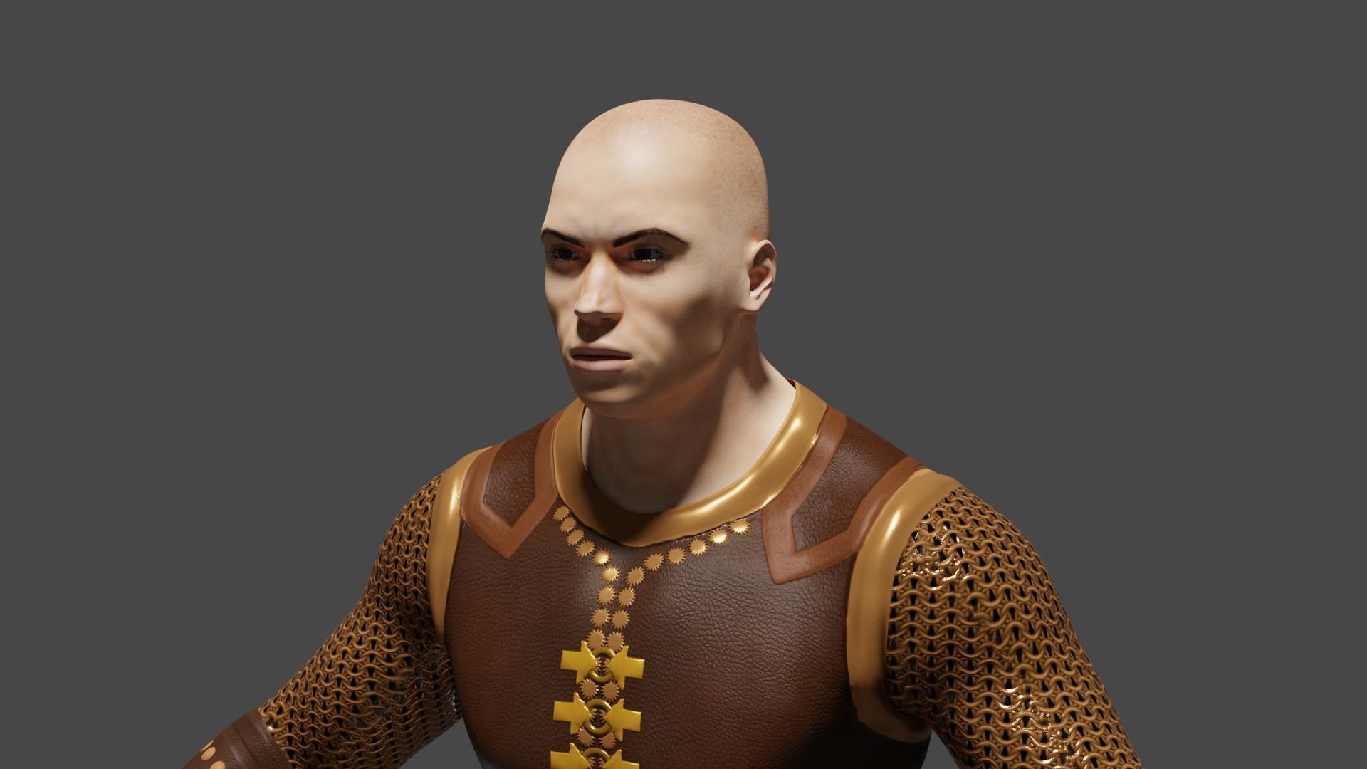  turkish armor Low poly character 3D model_4