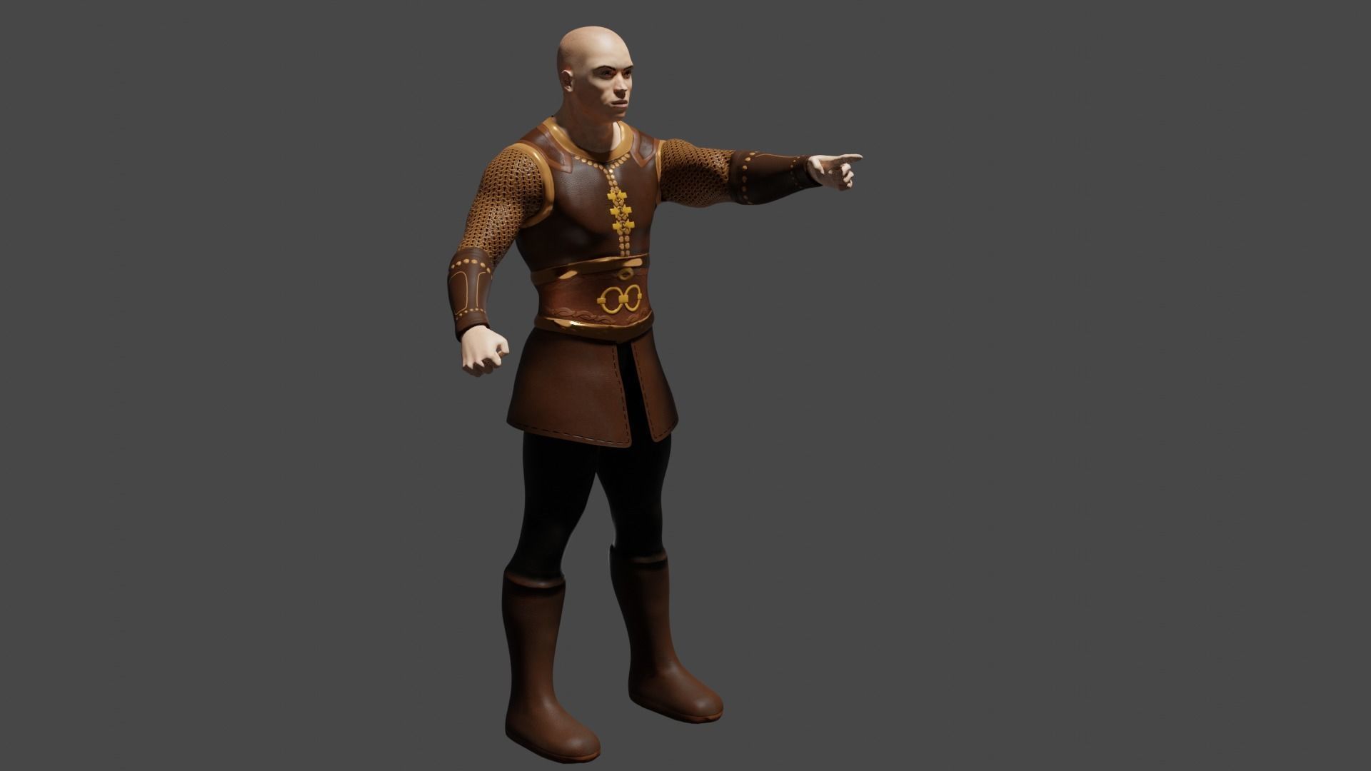  turkish armor Low poly character 3D model_1