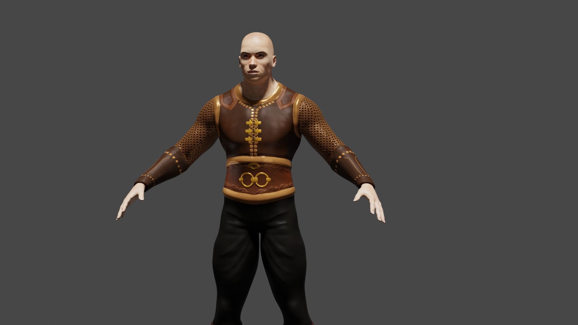  turkish armor Low poly character 3D model_5