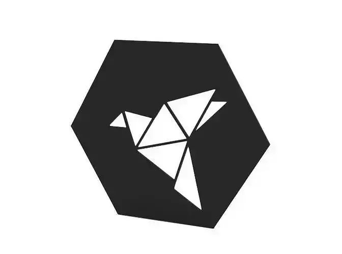 Coaster origami bird logo