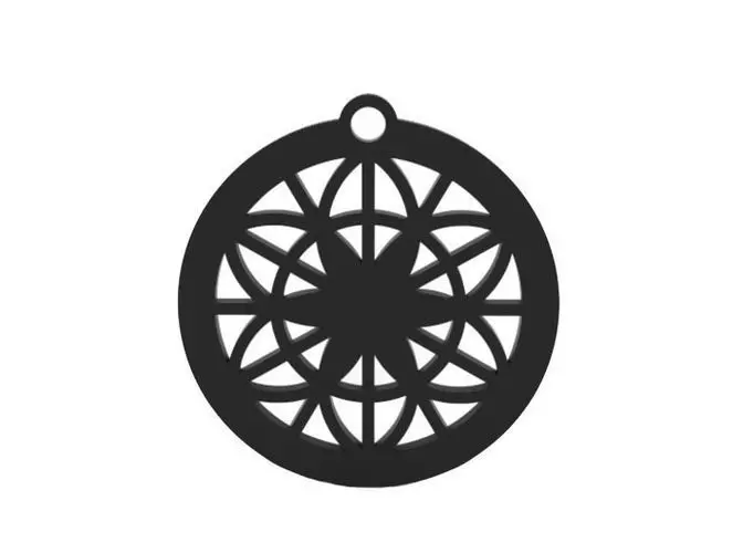 Earring pendant with circular design 3D print model_0