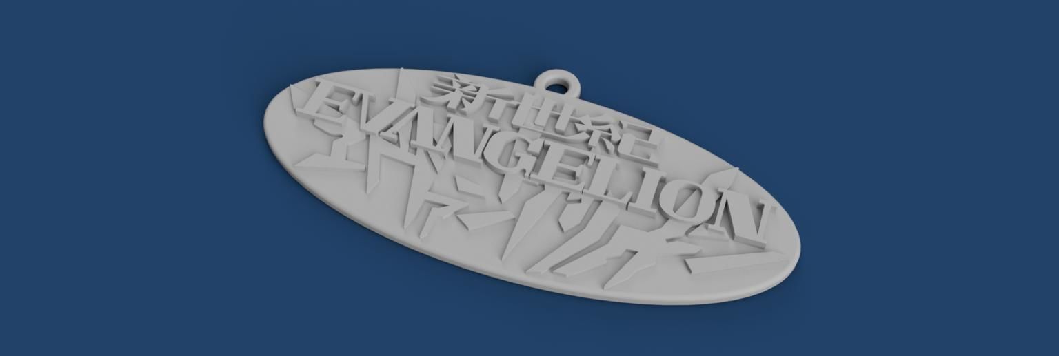 Evangelion Logo Keychain 3D print model_3