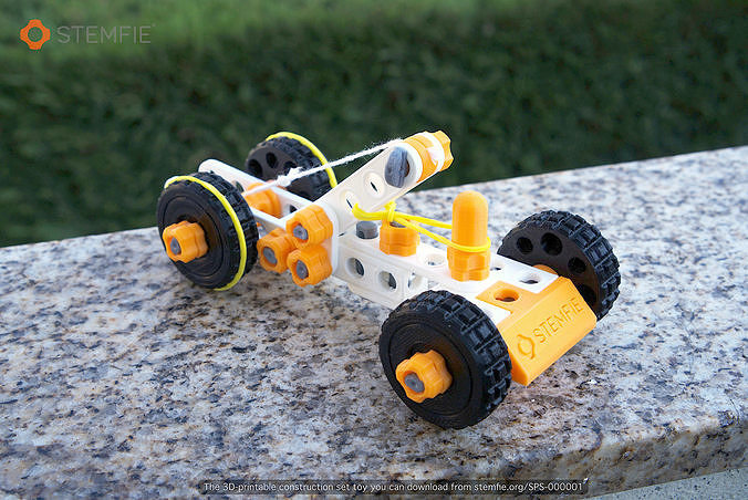 STEMFIE rubber-band-driven car Free 3D print model