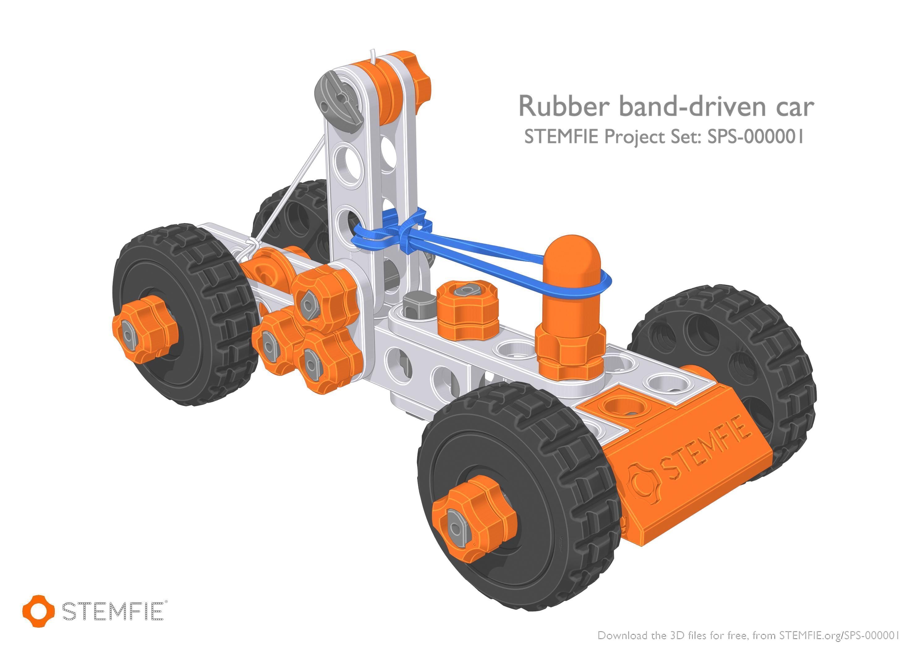 STEMFIE rubber-band-driven car Free 3D print model_3