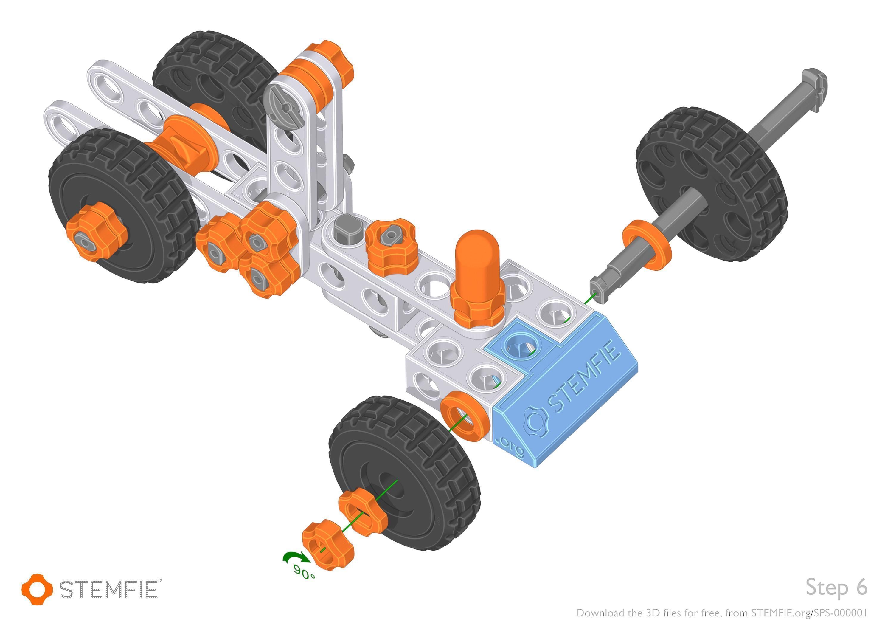 STEMFIE rubber-band-driven car Free 3D print model_13