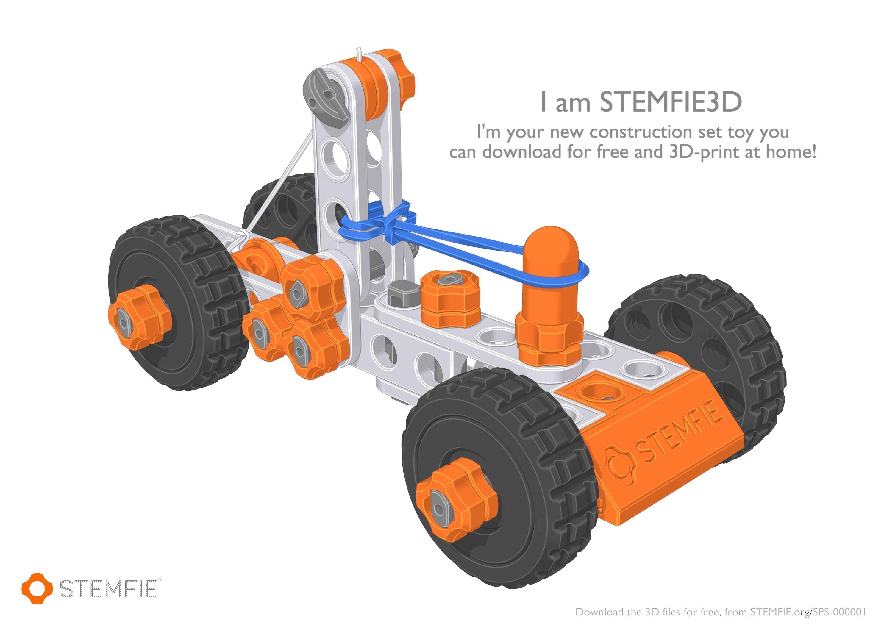 STEMFIE rubber-band-driven car Free 3D print model_2