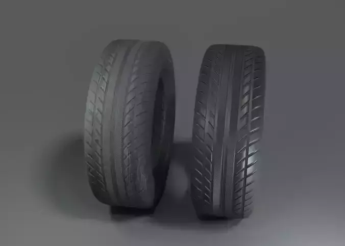 TYRE AND DAMAGED TYRE Low-poly 3D model
