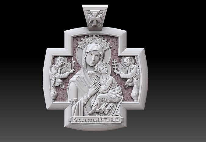 Orthodox cross  mary and jesus  3D print model