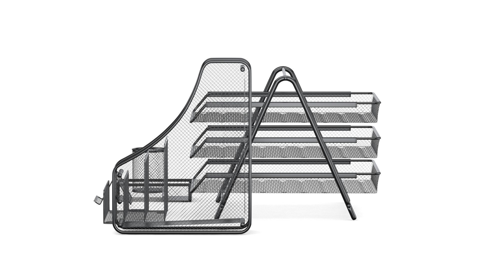 Mesh Metal Document Organizer Storage Set 3D model_3