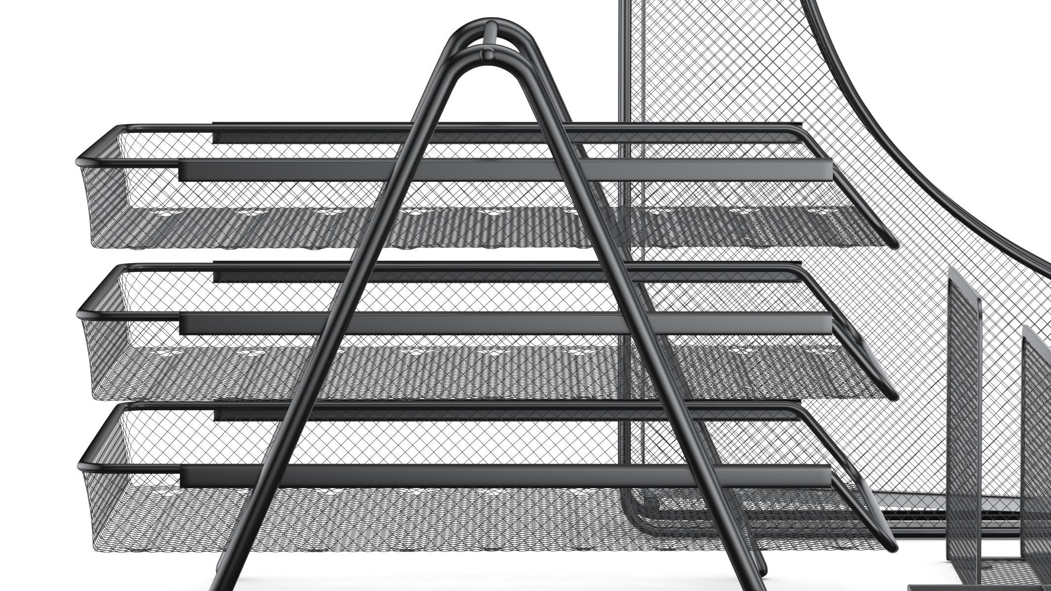Mesh Metal Document Organizer Storage Set 3D model_18